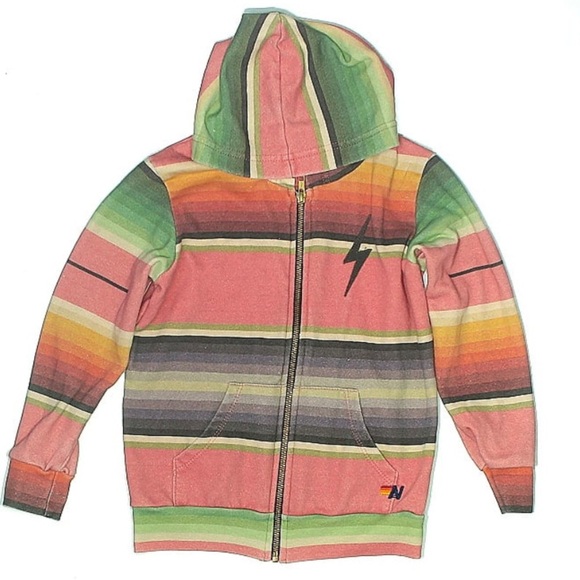Aviator Nation Kids Size 6 Serape Zip Hoodie Rainbow Stripe Excellent Condition